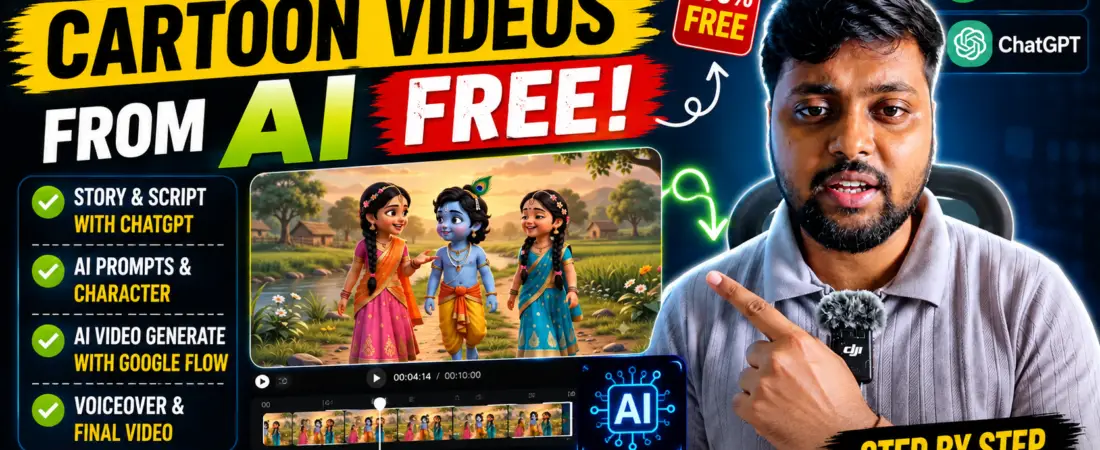 AI দিয়ে FREE Cartoon Video বানান! 😱 | Google Flow + ChatGPT | Bangla Tutorial